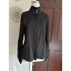 Vonda Women's Black 100% Polyester Mock Neck Circular Flounce Sleeve Top Size M